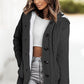 Cable-Knit Fleece Lining Button-Up Hooded Cardigan