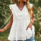 Swiss Dot Ruffle Shoulder Tiered Top