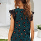 Printed Spliced Lace Plunge Blouse