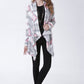 Geometric Open Front Handkerchief Hem Cardigan