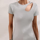 Cutout Round Neck Short Sleeve Knit Top