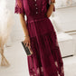 Swiss Dot Buttoned Smocked Waist Dress