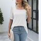 Square Neck Flounce Sleeve Top