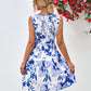 Floral V-Neck Tie Waist Sleeveless Dress