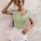 Cutout Round Neck Short Sleeve Knit Top