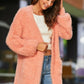 Open Front Fuzzy Cardigan with Pockets