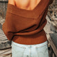 Rib-Knit Drop Shoulder V-Neck Sweater