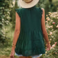 Swiss Dot Ruffle Shoulder Tiered Top