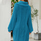 Mixed Knit Turtleneck Lantern Sleeve Sweater Dress