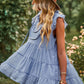 Swiss Dot Ruffle Shoulder Tiered Top