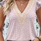 Contrast V-Neck Eyelet Top