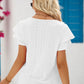 Eyelet Tie-Neck Flutter Sleeve Blouse