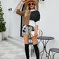 Color Block Dropped Shoulder Ribbed Trim Sweater