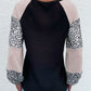 Contrast Leopard Print Waffle Knit Tee