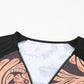 Printed Zip-Collar Short Raglan Sleeve Tee