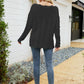 Scalloped Boat Neck Openwork Tunic Sweater
