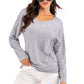 V-Neck Drop Shoulder Open Back Sweatshirt