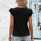 Contrast V-Neck Eyelet Top
