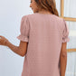 Swiss Dot Lace Trim Flounce Sleeve Blouse