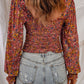 Floral Smocked Lantern Sleeve Blouse