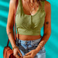 Ribbed Tie Back Scoop Neck Cropped Tank