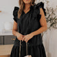 Ruffle Shoulder Tie-Neck Tiered Dress