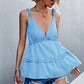 Frill Trim Sleeveless Plunge Top