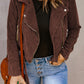 Belted Zip-Up Corduroy Jacket