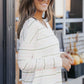 Striped Dropped Shoulder V-Neck Top