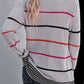 Striped Ribbed Round Neck Long Sleeve Sweater