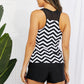 Full Size Chevron Print Ruched Tankini Set