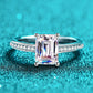925 Sterling Silver Side Stone Moissanite Ring