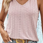 Twist Back V-Neck Eyelet Tank