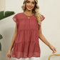 Swiss Dot Round Neck Tiered Blouse