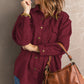 Suede Snap Front Dropped Shoulder Jacket