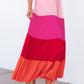 Color Block Tiered Maxi Skirt