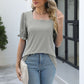 Square Neck Flounce Sleeve Top