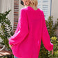 Rib-Knit Open Front Drop Shoulder Cardigan