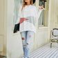 Color Block Round Neck Side Slit Sweater