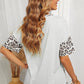 Leopard Color Block Dropped Shoulder Pocket Tee