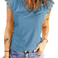 Lace Trim V-Neck Capped Sleeve Top