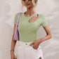 Cutout Round Neck Short Sleeve Knit Top