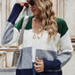 Color Block V-Neck Button Down Cardigan