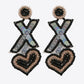Random 2-Pair Heart and X-Shape Bead Dangle Earrings