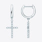 925 Sterling Silver Moissanite Cross Earrings