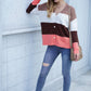 Color Block V-Neck Button Down Cardigan