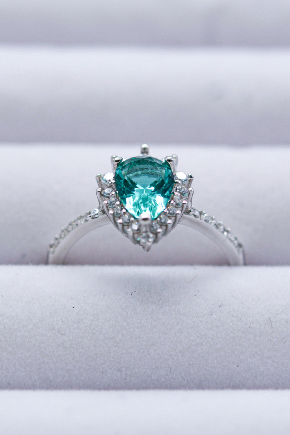 Natural Paraiba Blue Zircon Pear Shape Ring