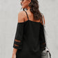 Cold-Shoulder Three-Quarter Flare Sleeve Blouse
