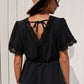 Lace Trim V-Neck Tied Peplum Blouse