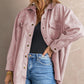 Suede Snap Front Dropped Shoulder Jacket